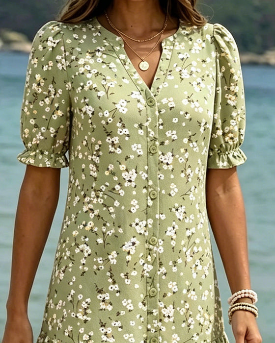 Robe Florale Col V Superposée