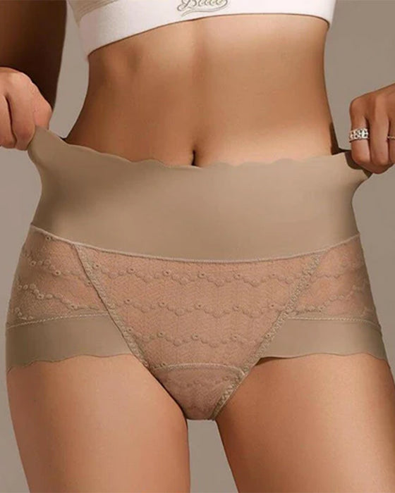 Culottes Respirantes Sans Coutures à Haute Taille Dentelle