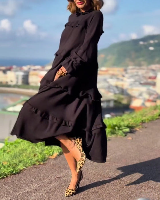 Robe décontractée de style doux de couleur unie