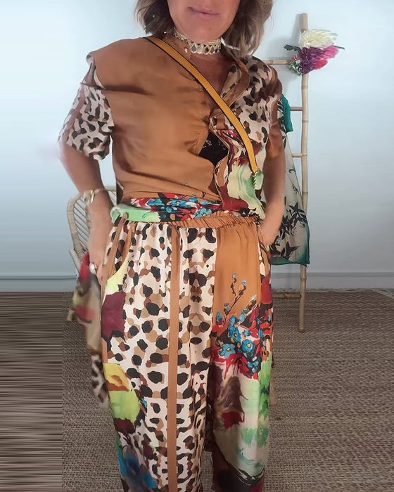 Ensemble deux pièces à imprimé contrasté mode rétro