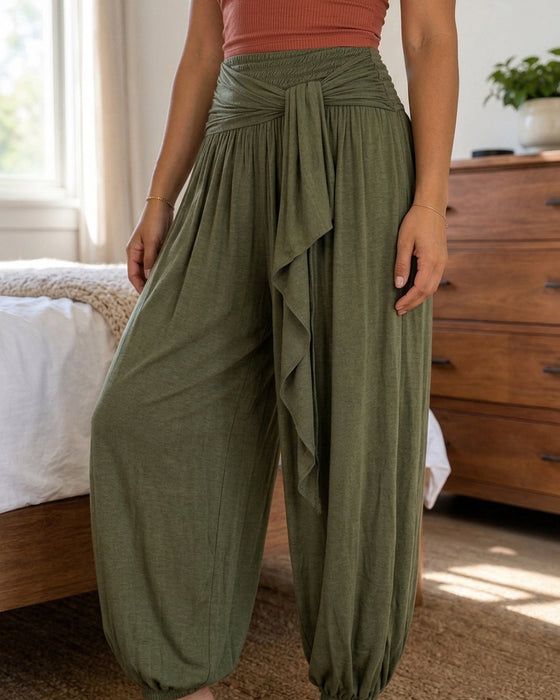 Pantalon Uni Cordon Serré Ballon