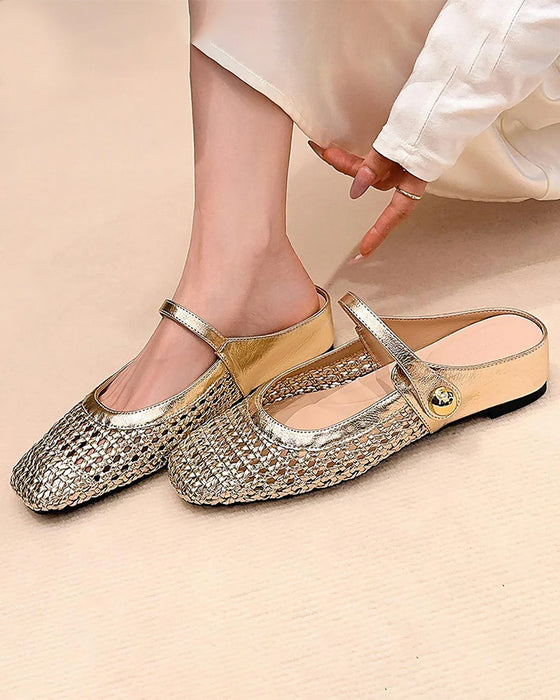 Chaussures Bout Carré Tissé Évidé
