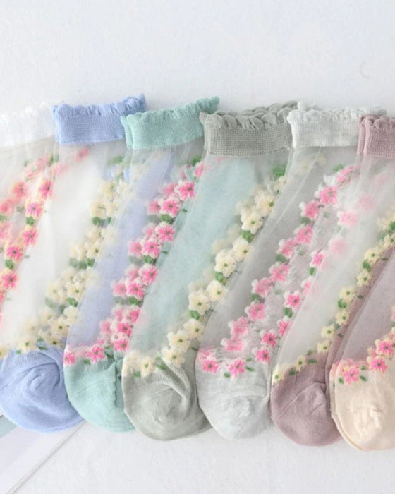 Chaussettes Fleuries Respirables D'Été