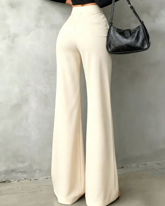 Pantalon De Costume Taille Haute Drapé