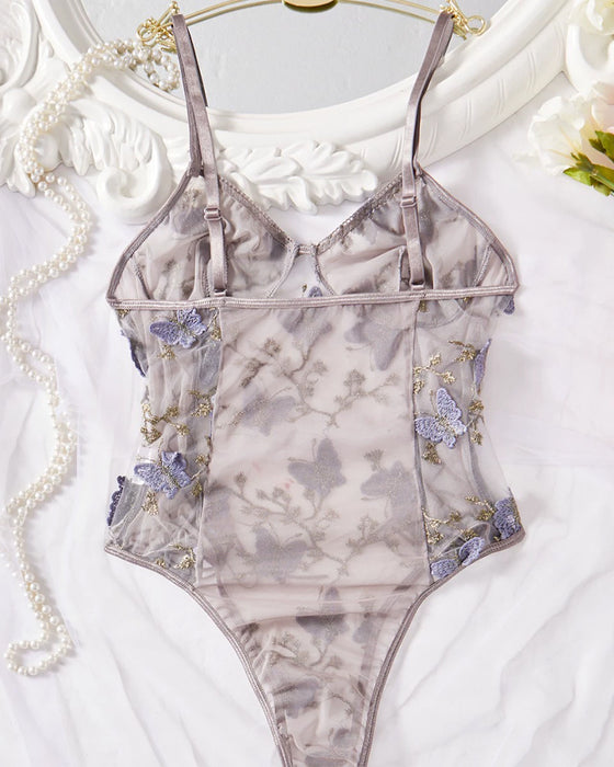 Lingerie Une-Pièce Imprimé Dentelle Bretelles Spaghetti