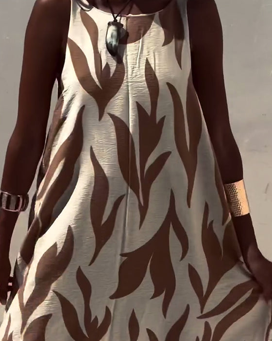 Robe Sans Manches Dos Nu Imprimée