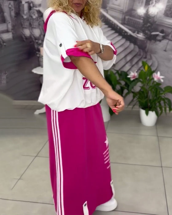 Ensemble À Capuche Cordon Jupe Imprimée