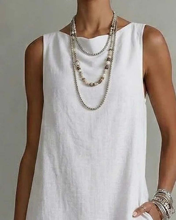 Robe Ourlet Irrégulier Sans Manches Fourreau