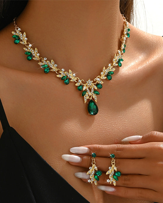 Collier Pendeloque En Larme Scintillant Et Boucles D'oreilles Ensemble
