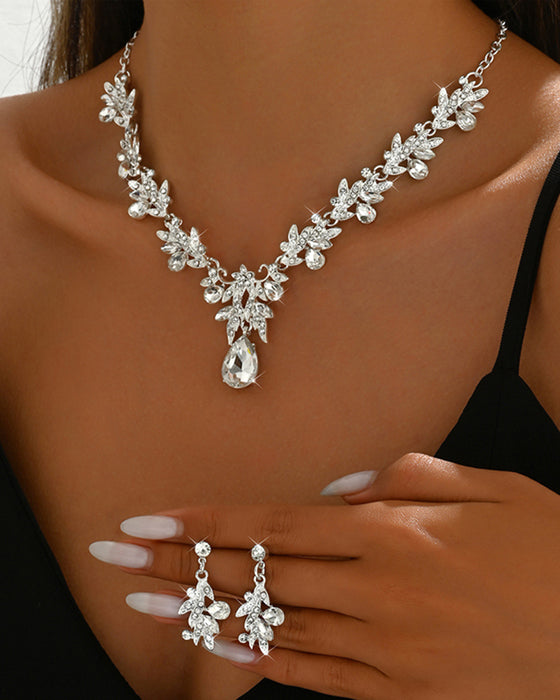 Collier Pendeloque En Larme Scintillant Et Boucles D'oreilles Ensemble