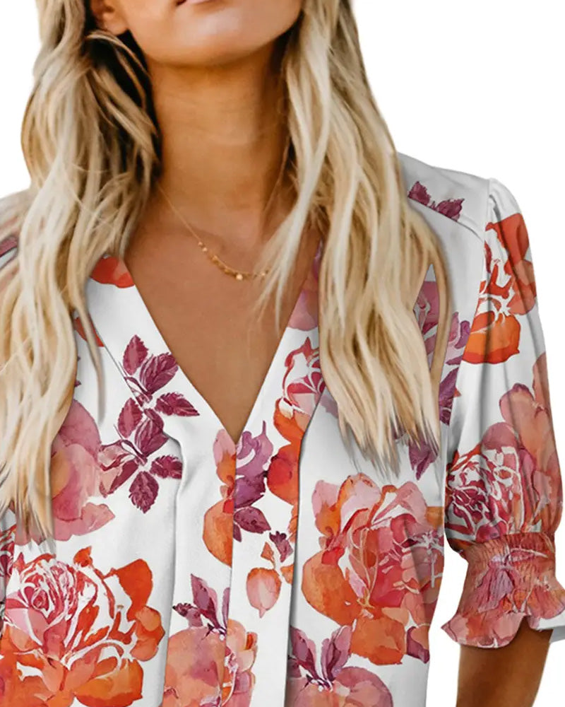 Chemisier Élégant Petit Imprimé Floral