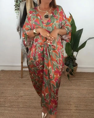 Robe À Col En V Avec Imprimé Torsadé