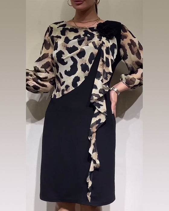 Robe patchwork imprimé léopard