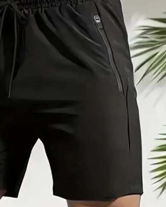 Short Cordon Fermeture Éclair Taille Élastique