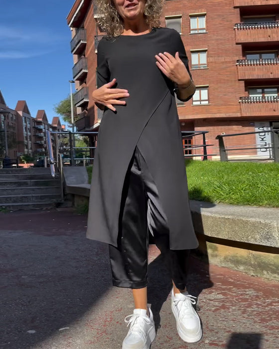 Chemise À La Mode Avec Fente Irrégulière