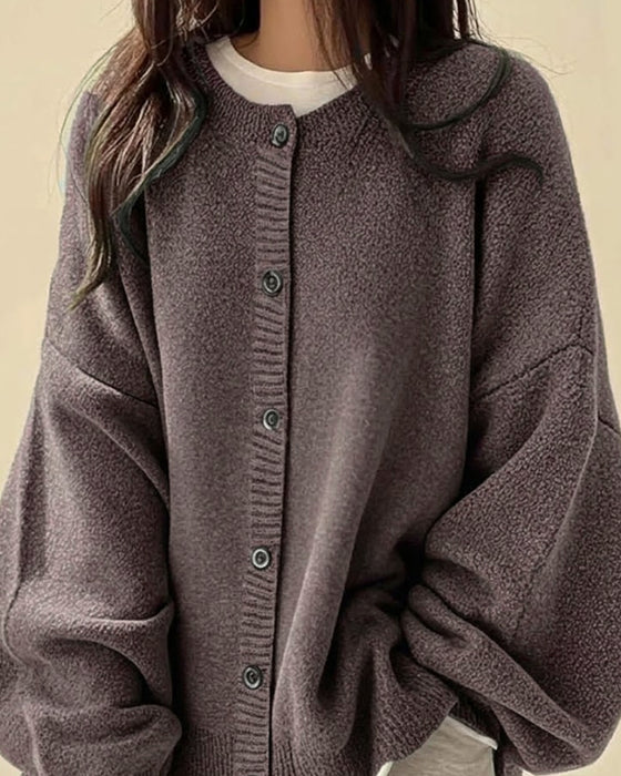 Cardigan Col Rond Boutonné Pull