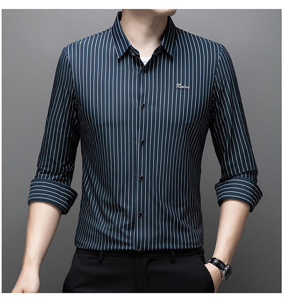 👔Chemise Homme Classique À Manches Longues Rayée