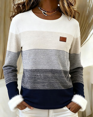 Haut Tendance Rayé À Col Rond