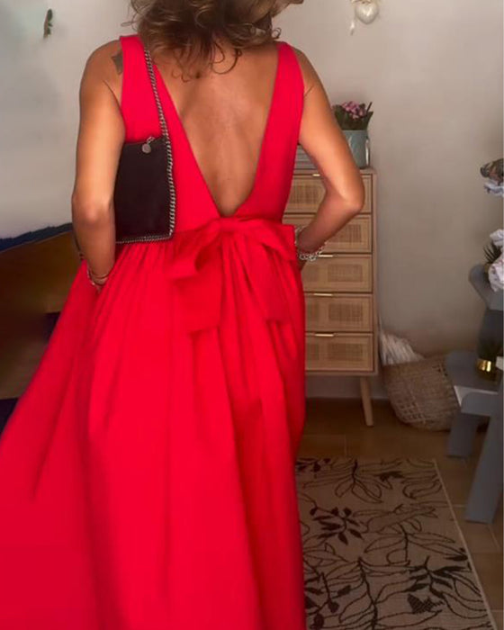 Robe Sans Dos Avec Nœud Papillon