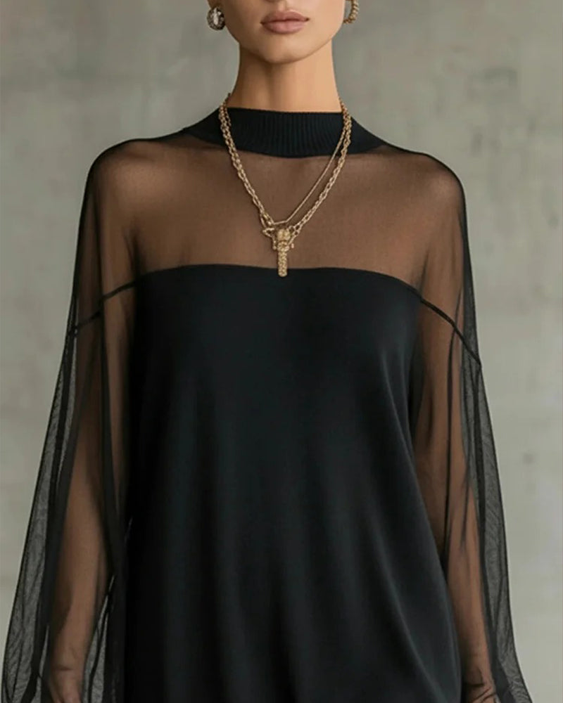 Robe Manche Lanterne Unie Patchwork