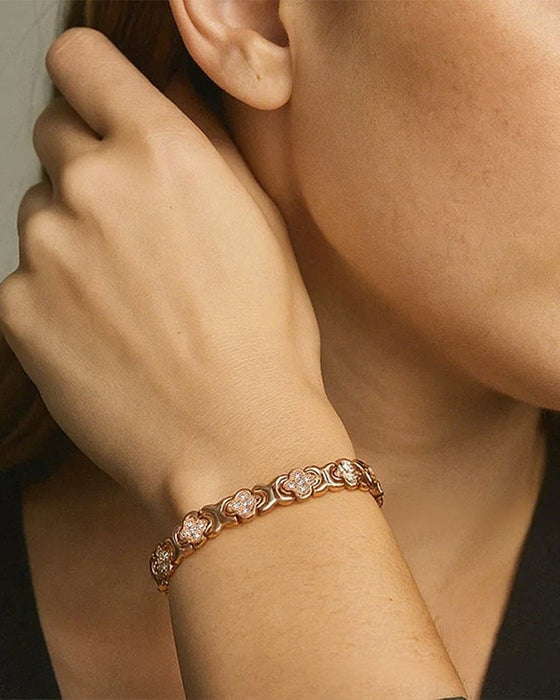 Bracelet En Cuivre À Trèfle À Quatre Feuilles