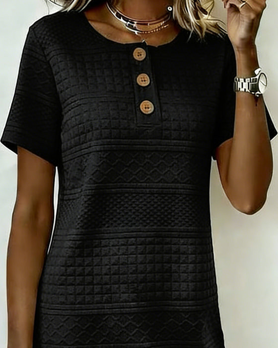 Robe Trois-Boutons Jacquard Droite