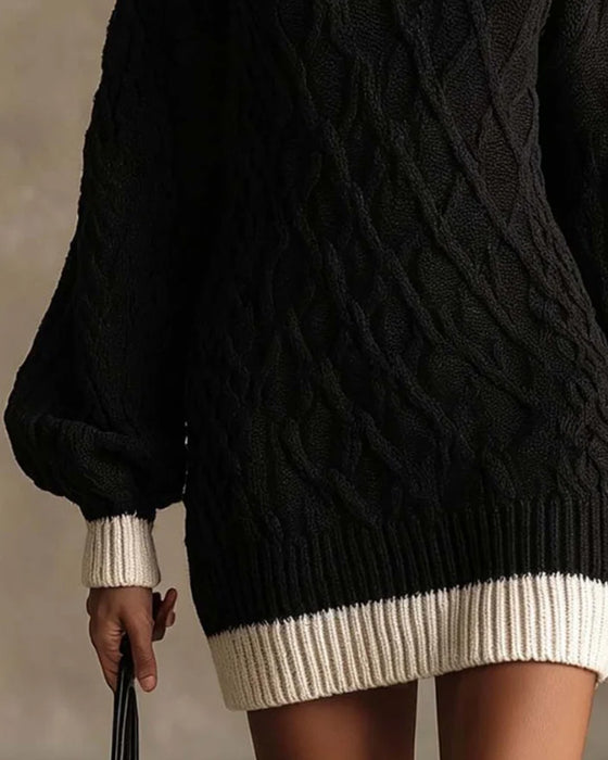 Robe Manches Longues Revers Pull