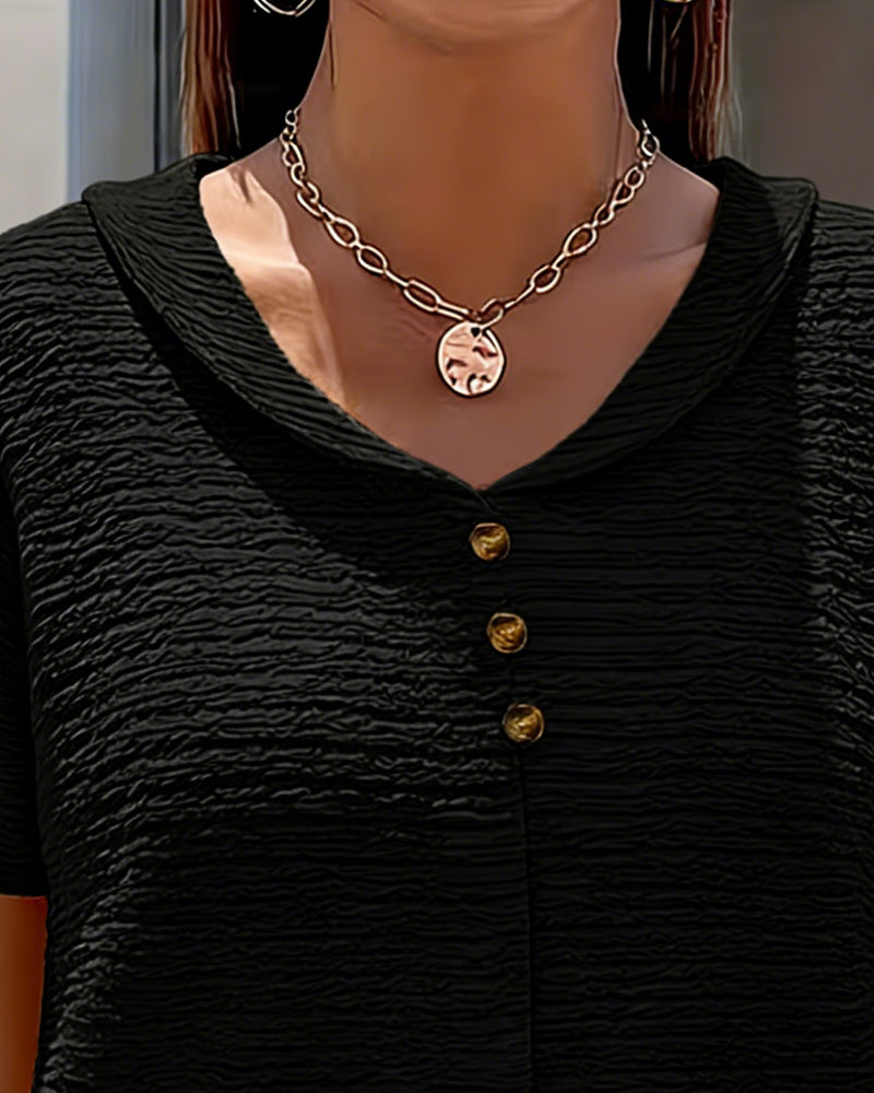 T-Shirt Col Peter Pan Trois Boutons