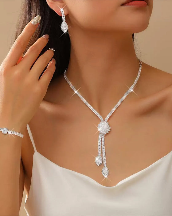 🌼✨ Parure De Bijoux Femme Fleur En Zircone