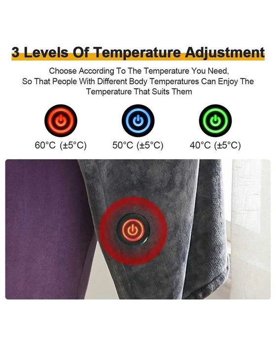 Couverture USB Chauffante En Flanelle Châle - Portable Réglable Électrique