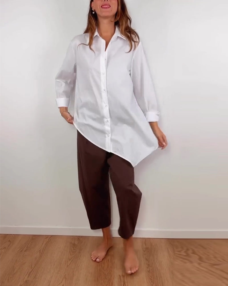 Chemise Irrégulier Uni Revers