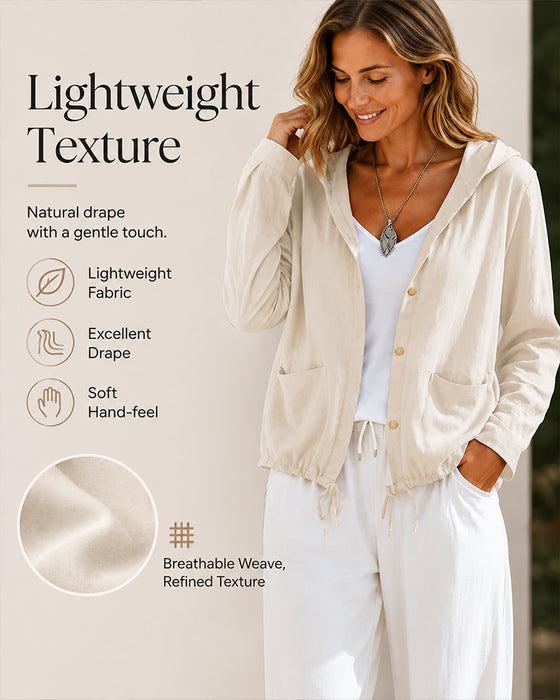 Manteau Capuche Couleur Unie Poche