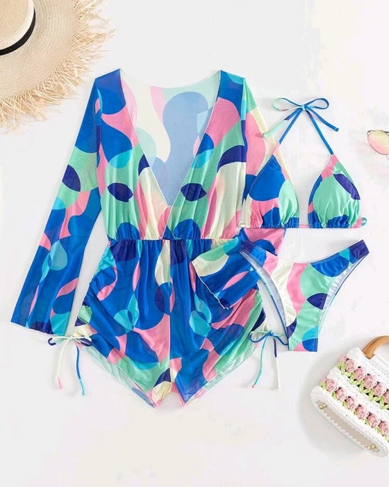 Maillot De Bain Cache-Impression Bikini Trois-Pièces