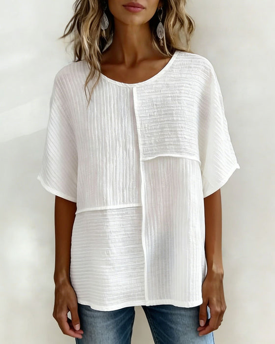 Haut Vertical Texturé Patchwork Lâche