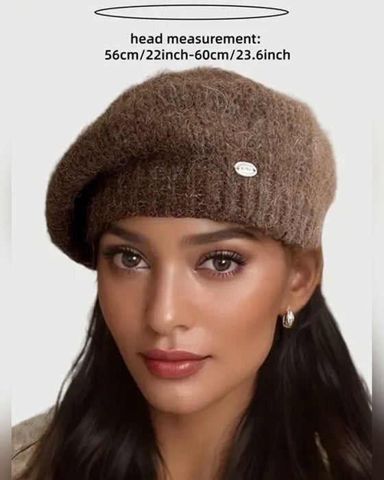 Femme Béret Bonnet En Tricot Uni