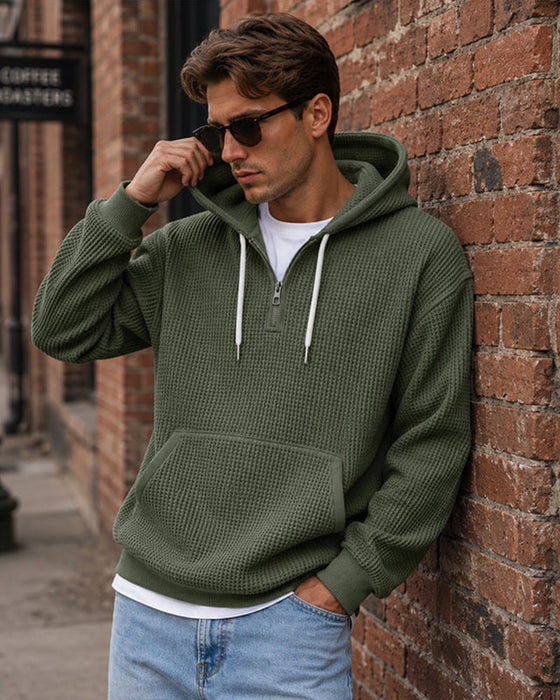 Hoodie Homme Unie Fermeture Éclair Pull
