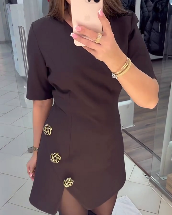 Robe Unie Droite À Fleurs 3d