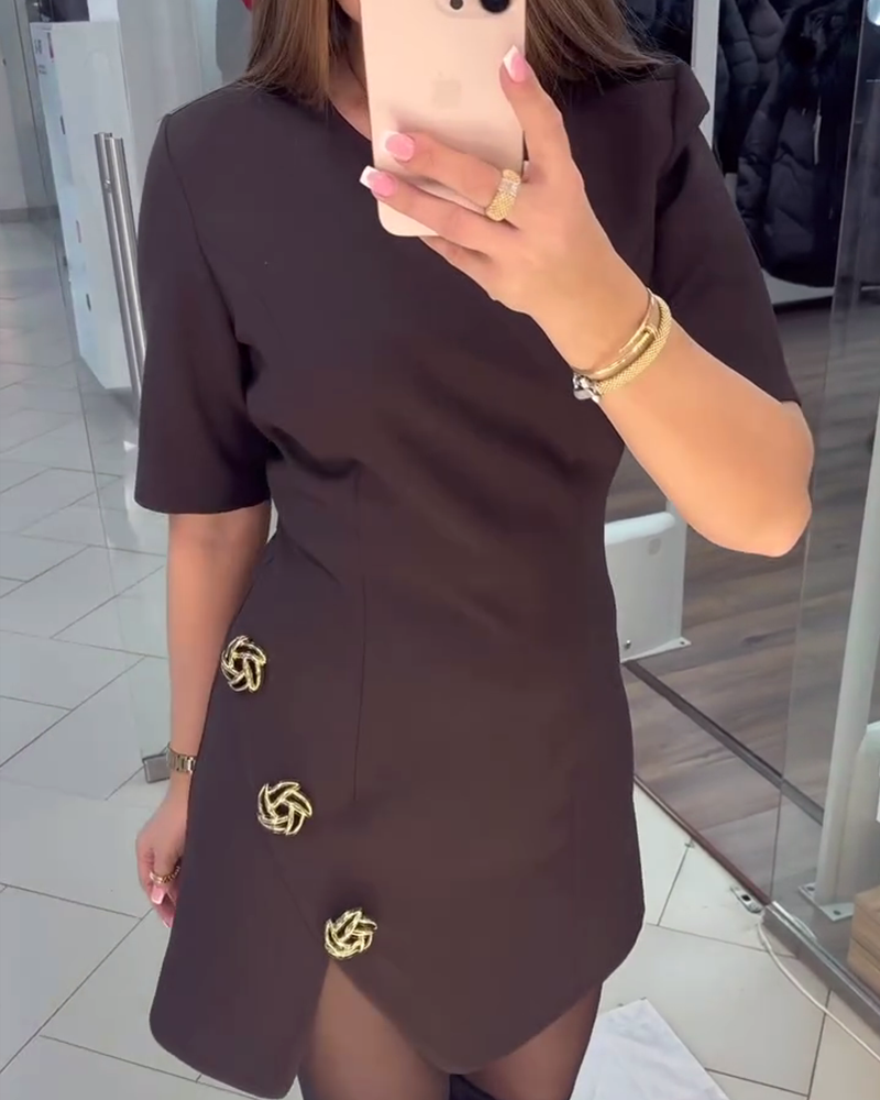 Robe Unie Droite À Fleurs 3d