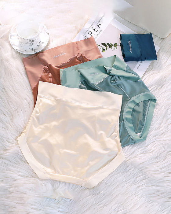 Culotte Femme Taille Haute En Satin Soie Glacée Sans Couture Effet Push-Up Et Gainant