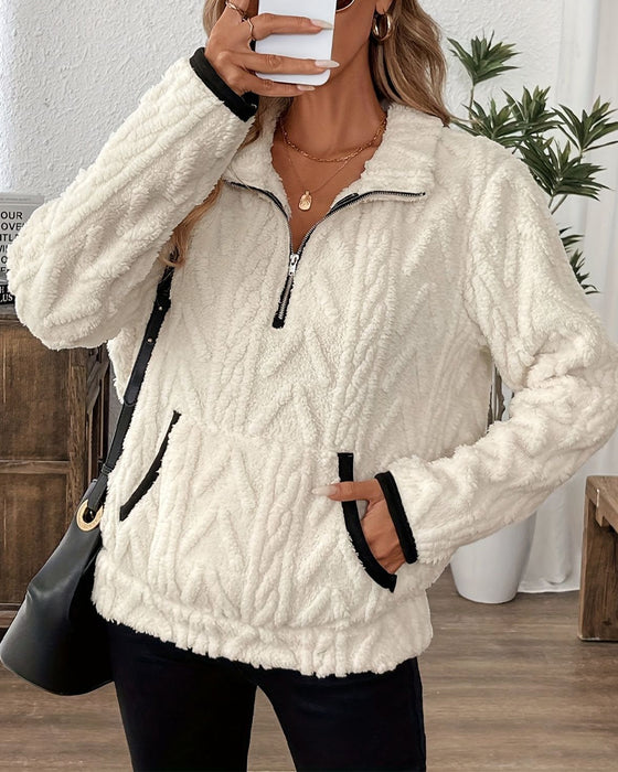 Sweat À Revers Fermeture Éclair Devant Doudou