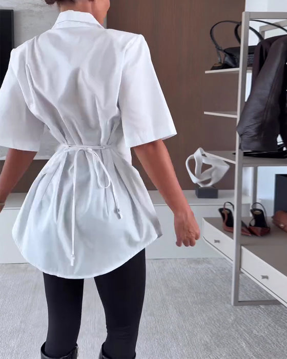 Chemise Ajustée Manche Coude Revers Longue