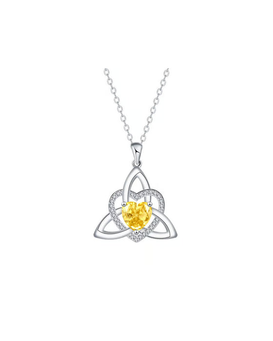 Collier Cœur Nœud Trinitaire Celtique Pierre De Naissance ✨ Pendentif Cœur Nœud Trinitaire Celtique Pierre De Naissance