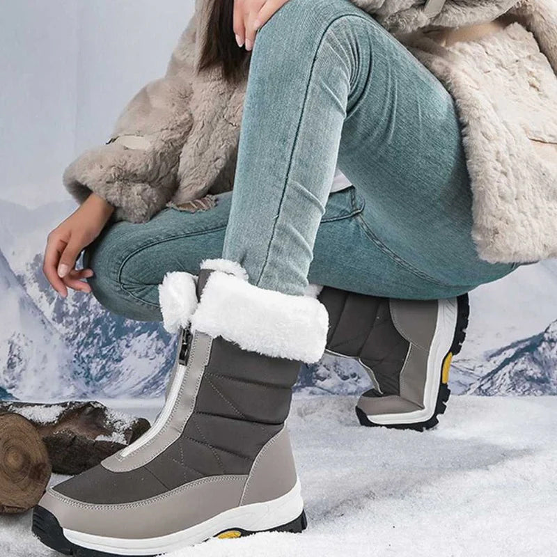 Bottes De Neige Chaudes Antidérapantes À Fermeture Éclair Pour Femmes