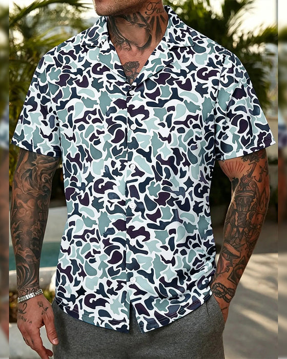 Chemise Homme Décontractée À Motif Camouflage