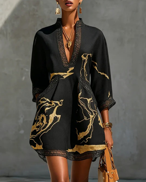 Robe Col Montant Manche Demi Creux
