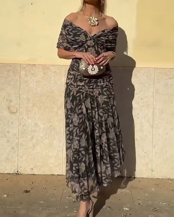 Robe Col En V Épaules Dénudées Tendance