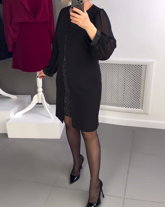 Robe Col Rond Panneau Diamant