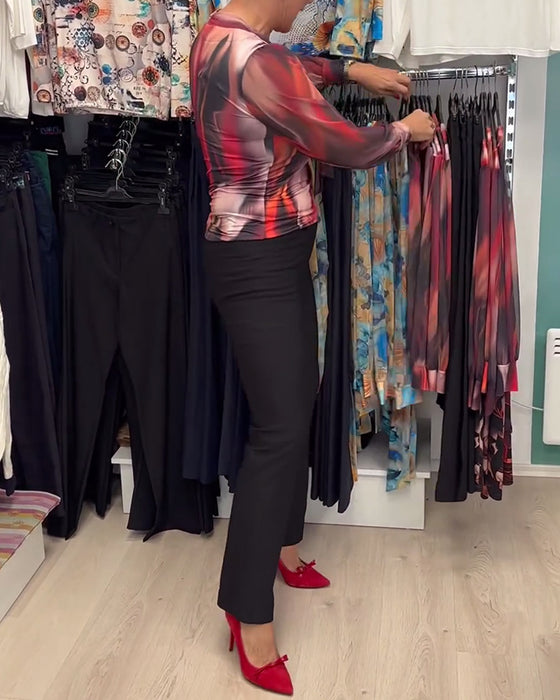 Chemisier élégant à manches longues imprimé