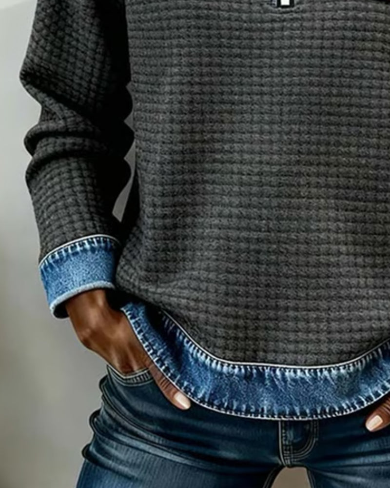 Sweat-Shirt À Col Zippé Demi-Hauteur Et Color-Block