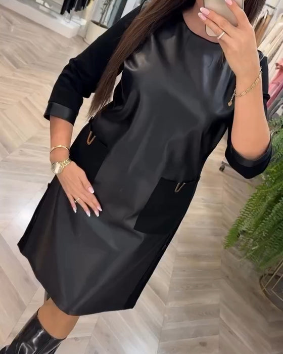 Robe fourreau à poches en patchwork tendance